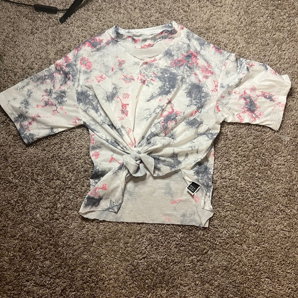 Multicolored Floral Crew Neck Flutter Sleeve T-Shirt